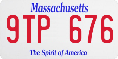 MA license plate 9TP676