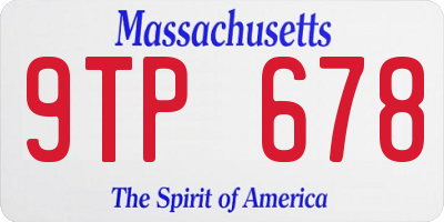 MA license plate 9TP678