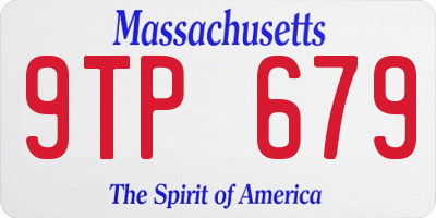 MA license plate 9TP679
