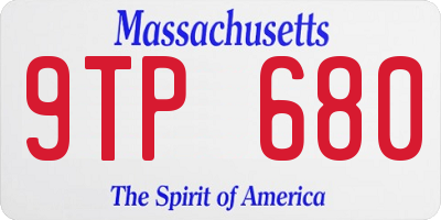 MA license plate 9TP680