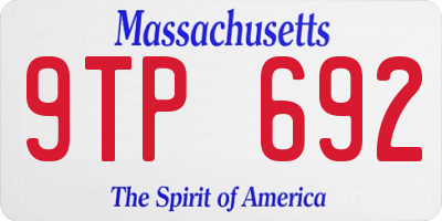 MA license plate 9TP692
