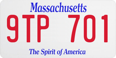 MA license plate 9TP701