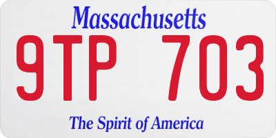 MA license plate 9TP703