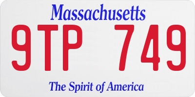MA license plate 9TP749