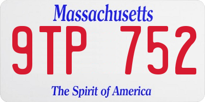MA license plate 9TP752