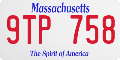MA license plate 9TP758