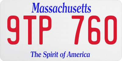 MA license plate 9TP760