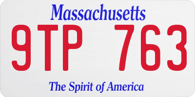 MA license plate 9TP763