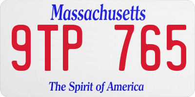MA license plate 9TP765