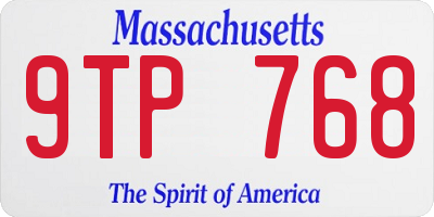 MA license plate 9TP768