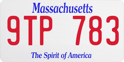 MA license plate 9TP783