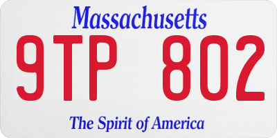 MA license plate 9TP802