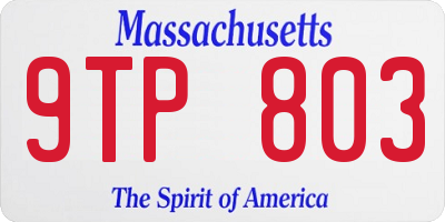 MA license plate 9TP803