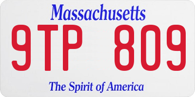 MA license plate 9TP809