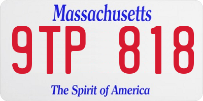 MA license plate 9TP818