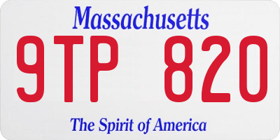 MA license plate 9TP820