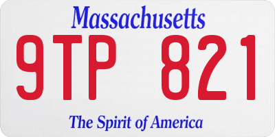 MA license plate 9TP821