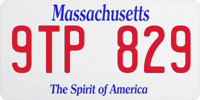 MA license plate 9TP829