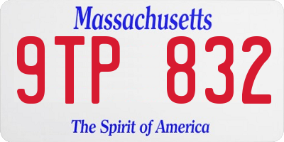 MA license plate 9TP832