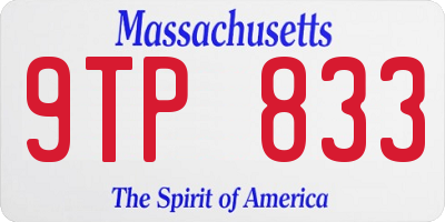 MA license plate 9TP833