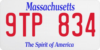 MA license plate 9TP834