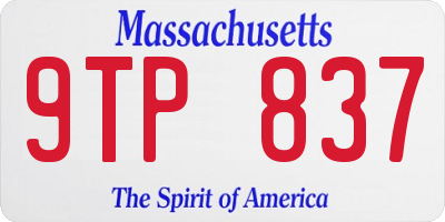 MA license plate 9TP837