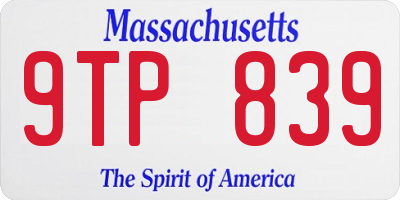 MA license plate 9TP839