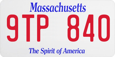 MA license plate 9TP840