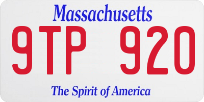MA license plate 9TP920