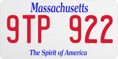 MA license plate 9TP922