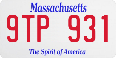 MA license plate 9TP931