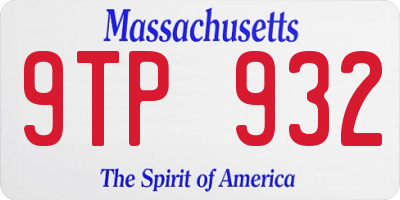 MA license plate 9TP932
