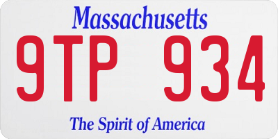 MA license plate 9TP934
