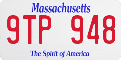 MA license plate 9TP948