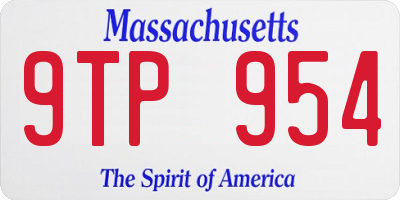 MA license plate 9TP954