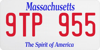 MA license plate 9TP955