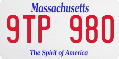 MA license plate 9TP980