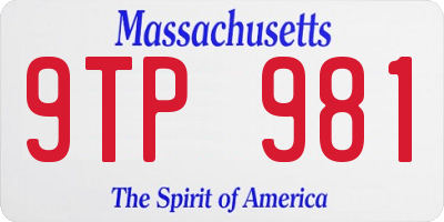 MA license plate 9TP981