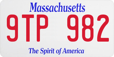 MA license plate 9TP982