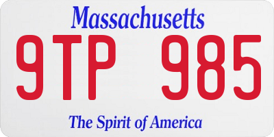 MA license plate 9TP985