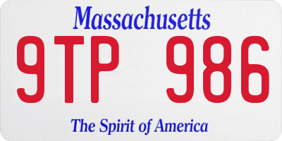 MA license plate 9TP986