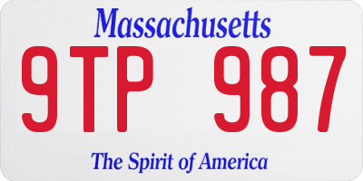 MA license plate 9TP987