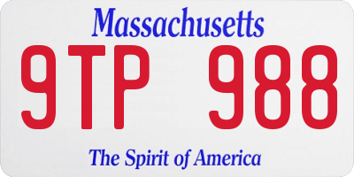MA license plate 9TP988