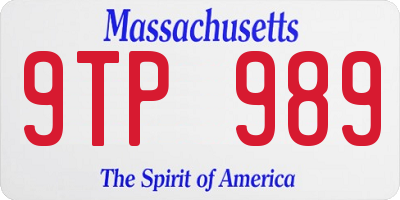 MA license plate 9TP989