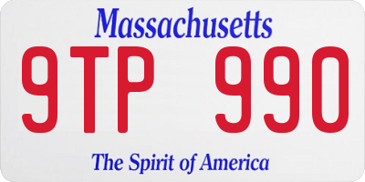 MA license plate 9TP990
