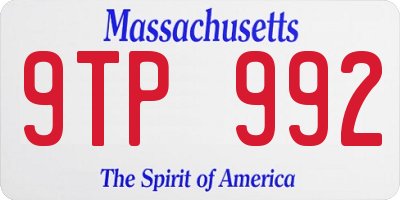 MA license plate 9TP992