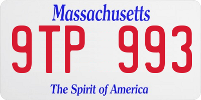 MA license plate 9TP993