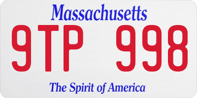 MA license plate 9TP998