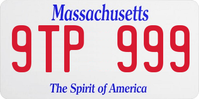 MA license plate 9TP999