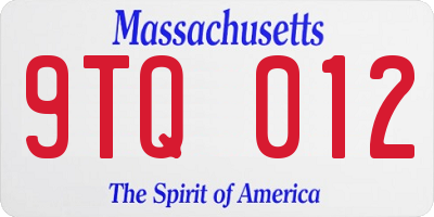MA license plate 9TQ012